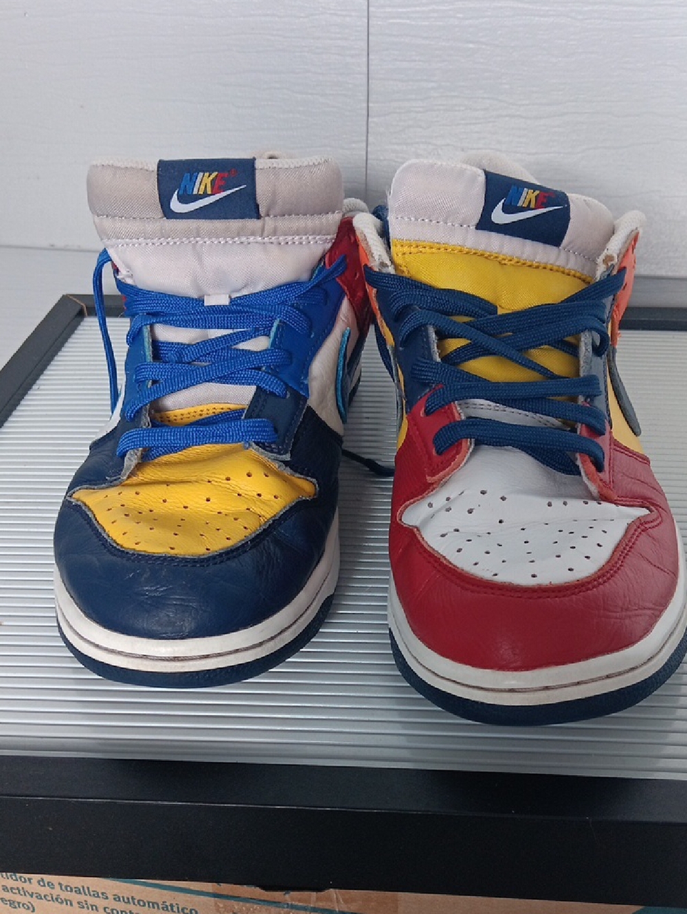 Nike Multicolor High-Top Sneakers in Blue, Red, Yellow, White